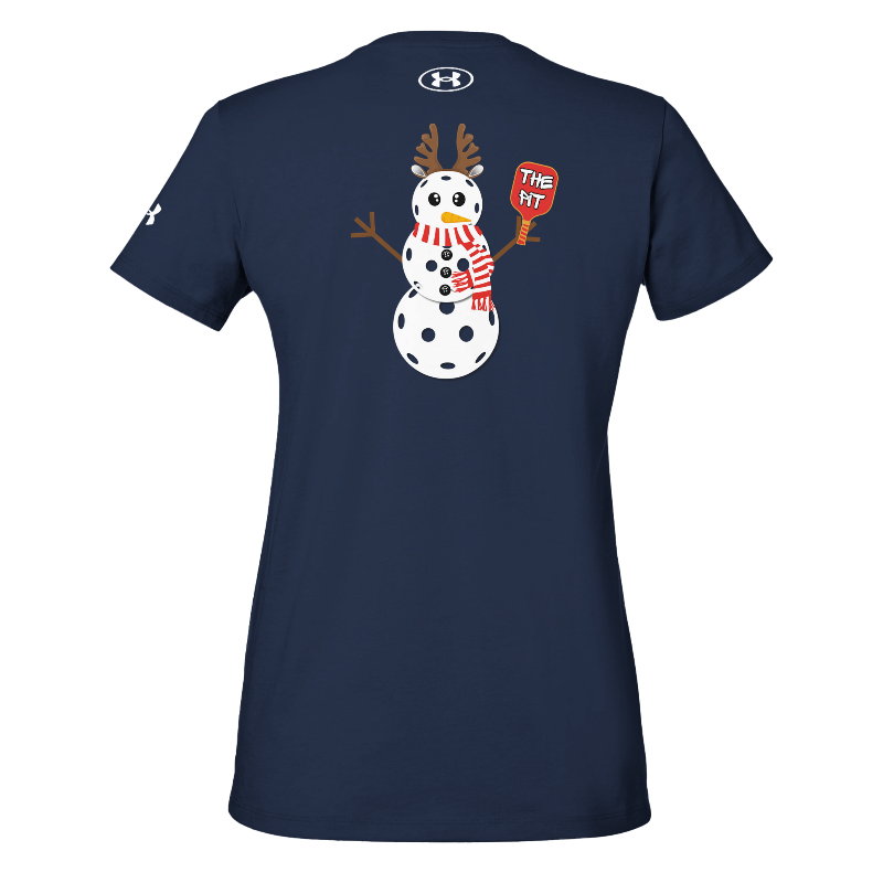 The Pit Pickleball Snowman Under ArmourⓇ Women's Athletic T-Shirt | Navy
