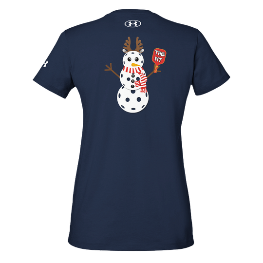 The Pit Pickleball Snowman Under ArmourⓇ Women's Athletic T-Shirt | Navy
