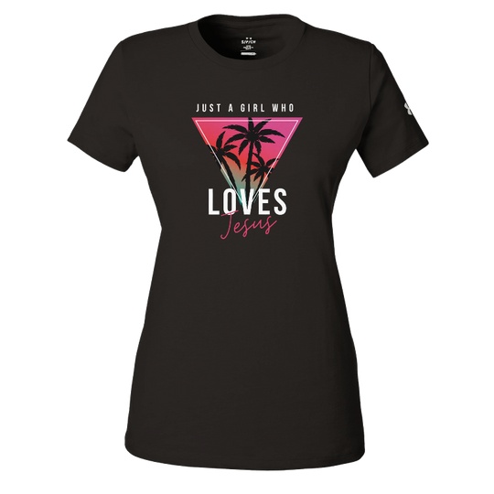 Just a Girl that Loves Jesus Under ArmourⓇ Women's Athletic Crewneck T-Shirt | Black