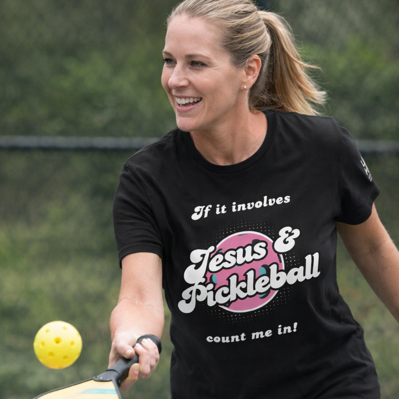 Jesus and Pickleball Women's T-Shirt | Black