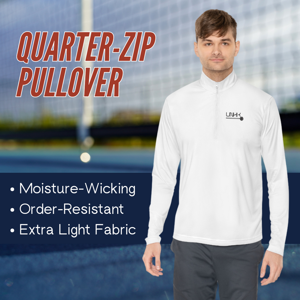 Men's Quarter-Zip Pullover - Pickleball - Front - Action