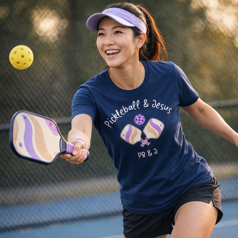 Pickleball and Jesus T-Shirt | PB and J Women's T-Shirt | Navy