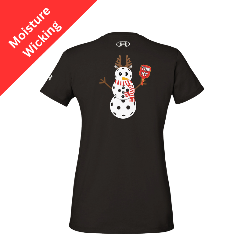 The Pit Pickleball Snowman Under ArmourⓇ Women's Athletic T-Shirt | Black Back