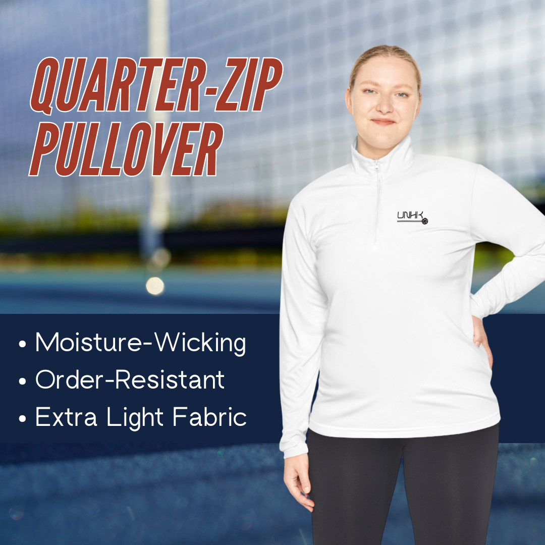 Women's Pickleball Swoosh Quarter-Zip Pullover - Front - Action