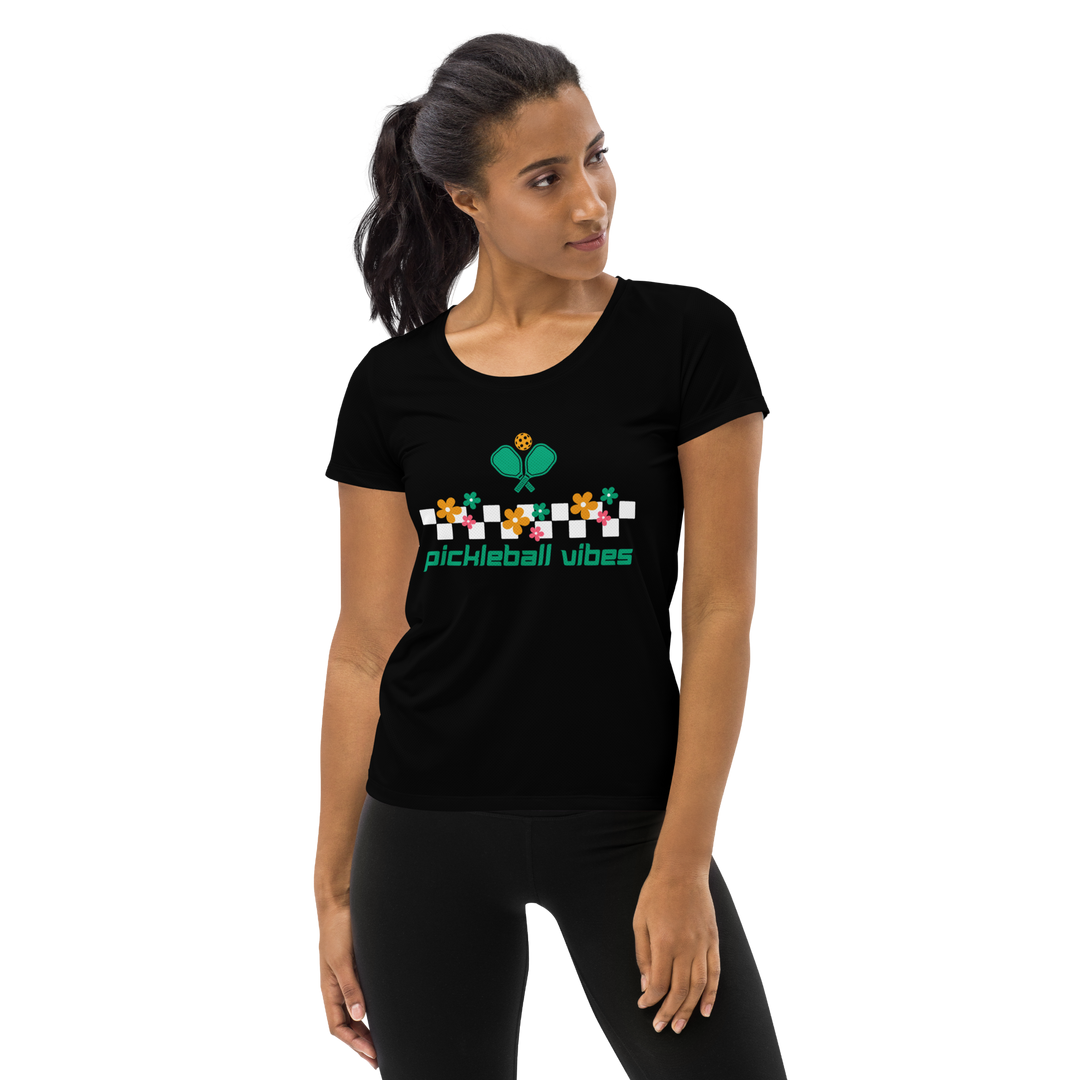 Women's Athletic T-shirt - Checkered Pickleball Vibes