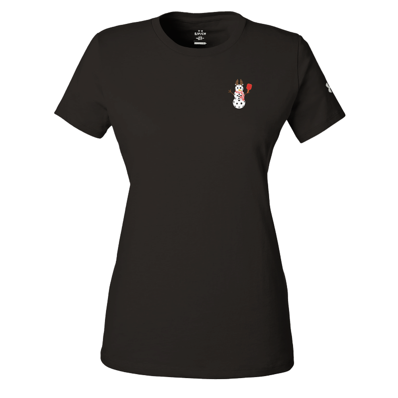 The Pit Pickleball Snowman Under ArmourⓇ Women's Athletic T-Shirt | Black Front