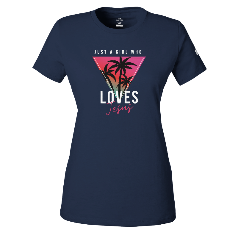 Just a Girl that Loves Jesus Under ArmourⓇ Women's Athletic Crewneck T-Shirt | Navy
