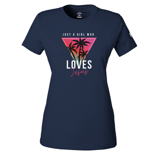 Just a Girl that Loves Jesus Under ArmourⓇ Women's Athletic Crewneck T-Shirt | Navy