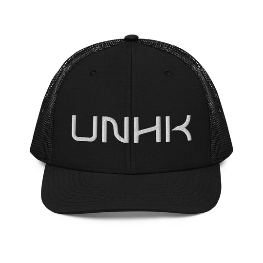 UNHK Puff Embroidered Trucker Hat - Black Front