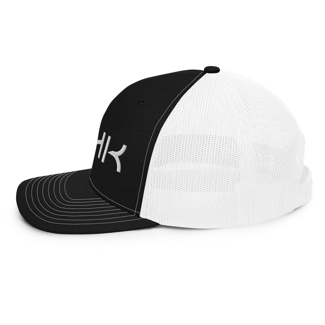 UNHK Puff Embroidered Trucker Hat - Black White Side