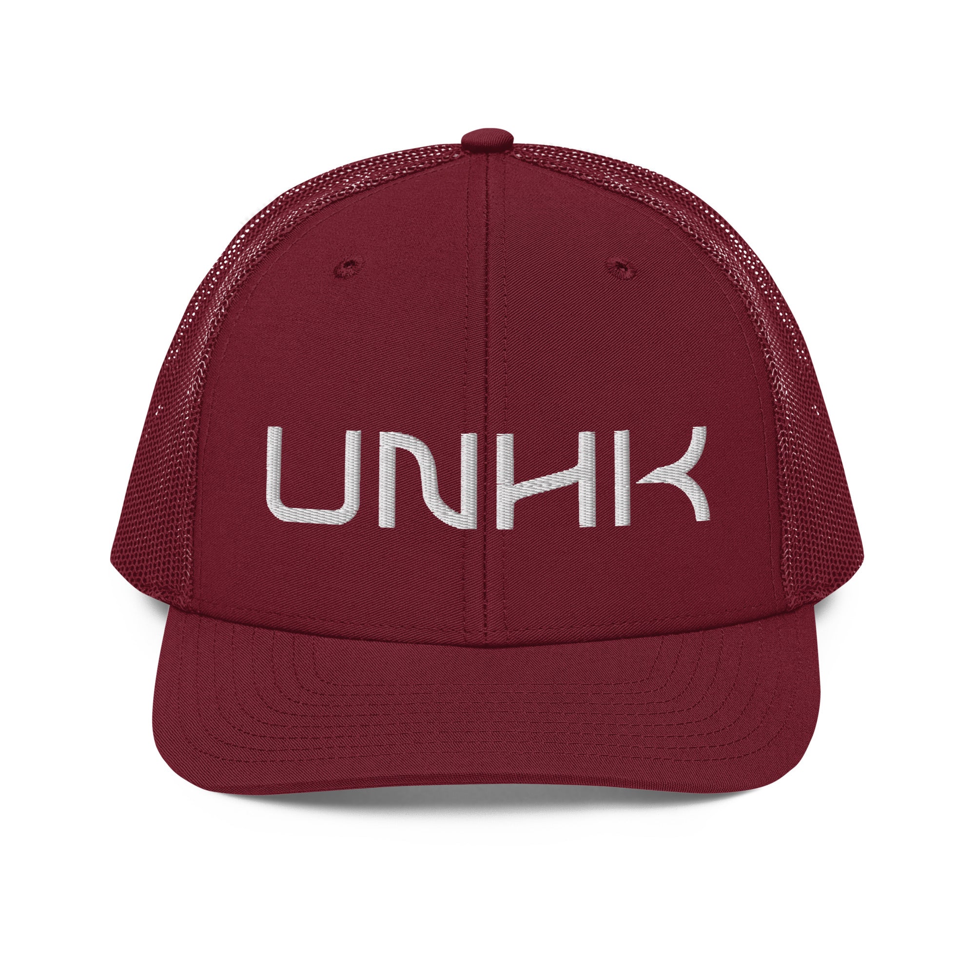 UNHK Puff Embroidered Trucker Hat - Cardinal Front