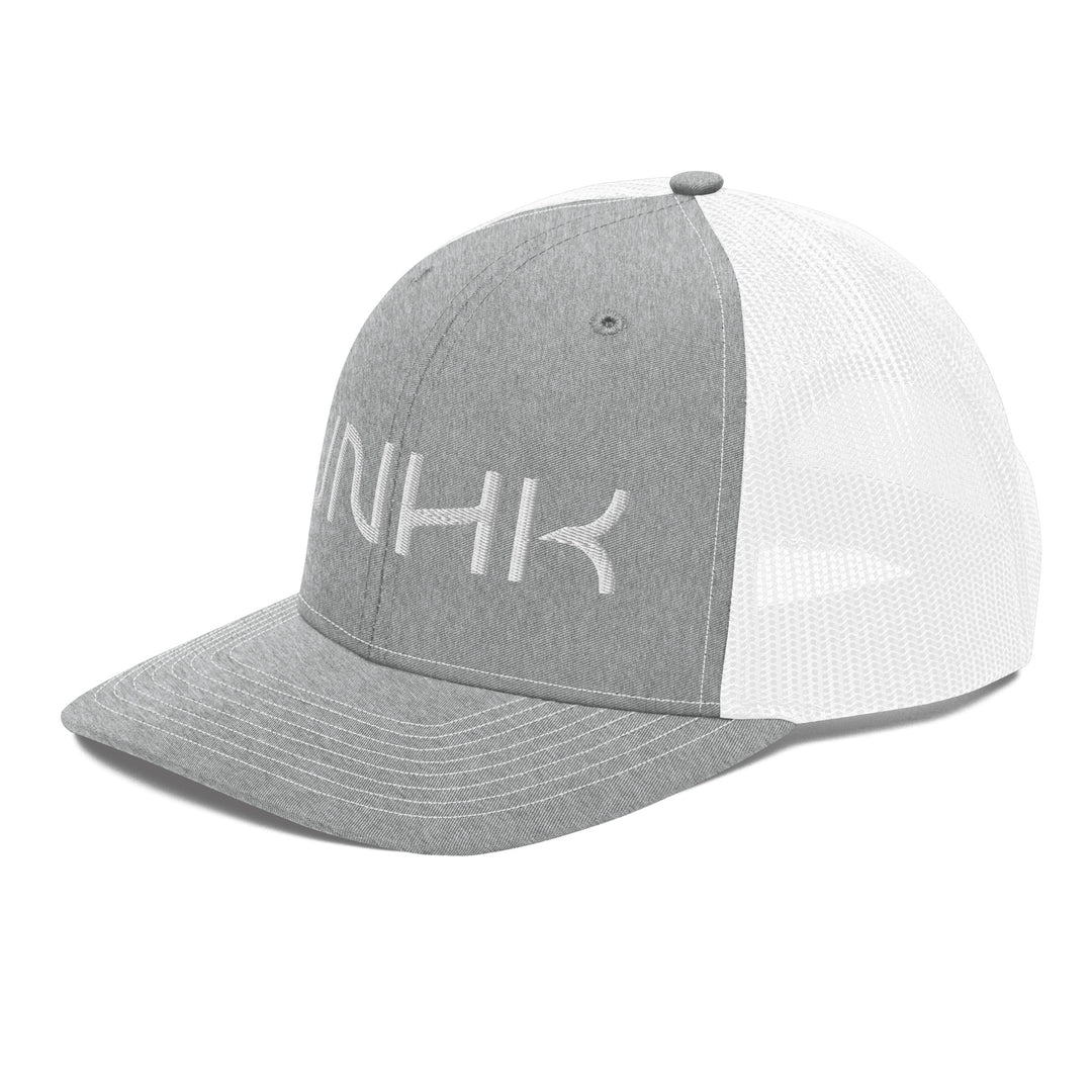 UNHK Puff Embroidered Trucker Hat - Heather Grey White Side