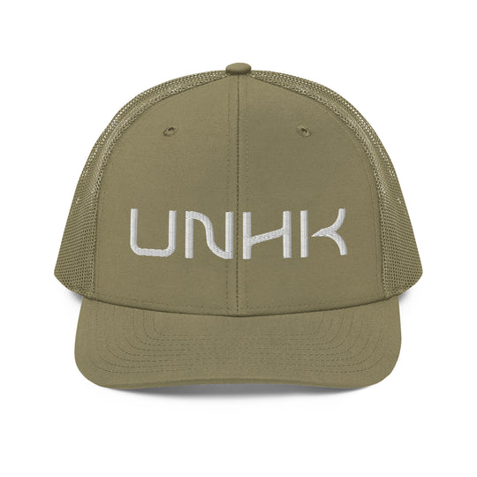 UNHK Puff Embroidered Trucker Hat - Loden Front