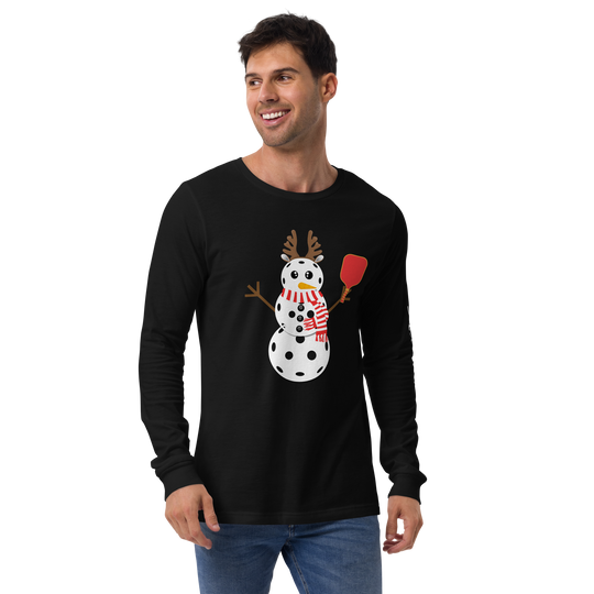 Pickleball Snowman Long Sleeve Tee