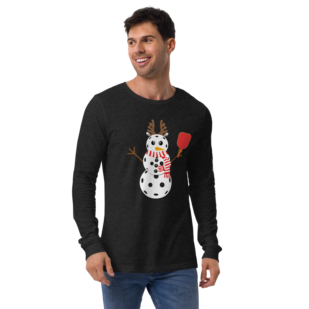 Pickleball Snowman Long Sleeve Tee