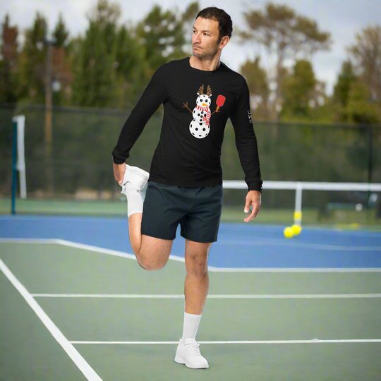 Pickleball Snowman Long Sleeve Tee