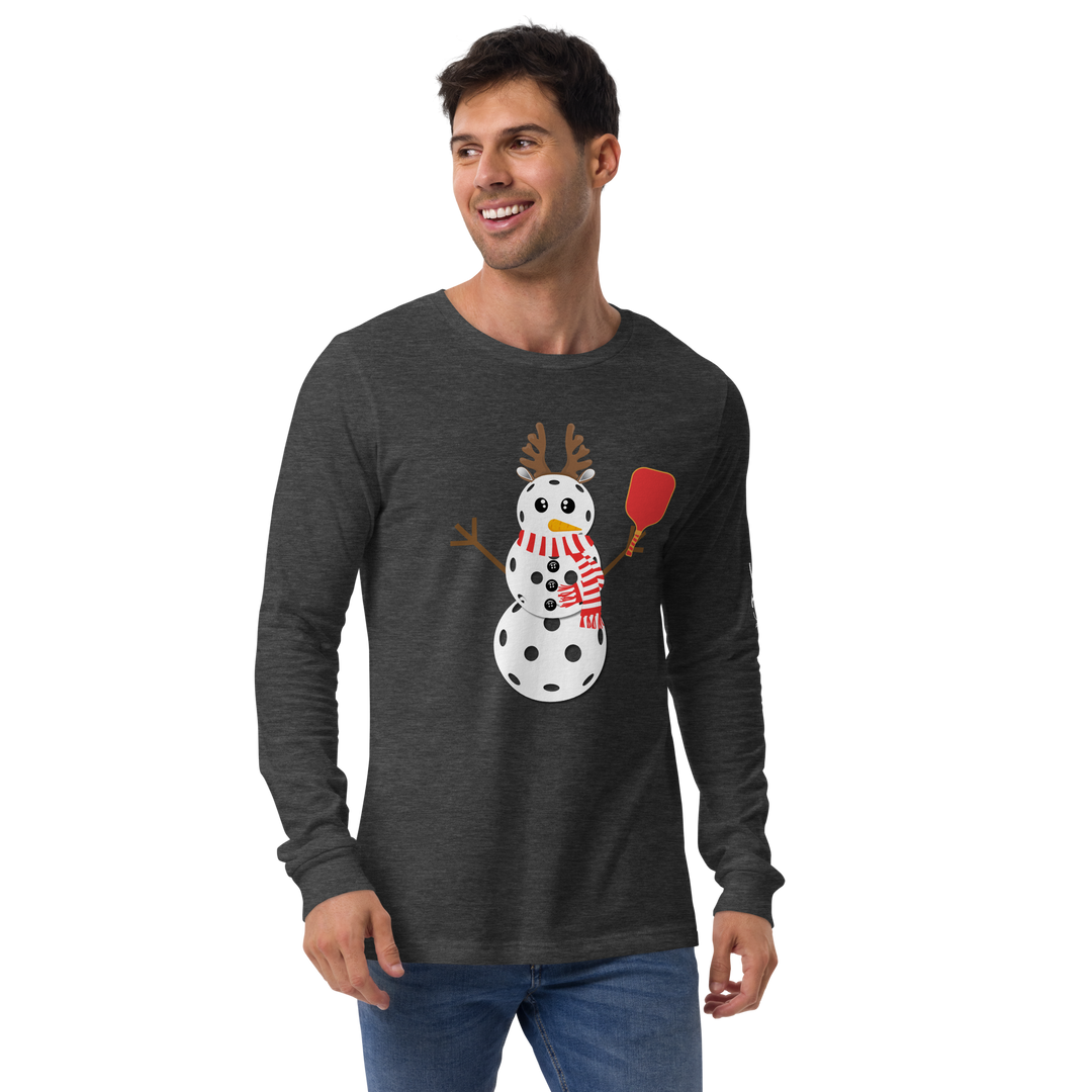 Pickleball Snowman Long Sleeve Tee