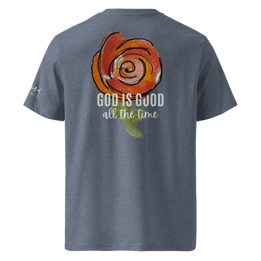 God is Good All the Time Women's Organic Cotton T-Shirt -Blue