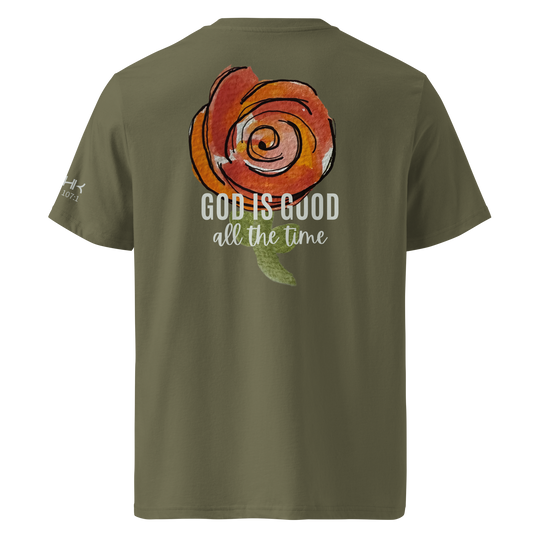 God is Good All the Time Women's Organic Cotton T-Shirt -Olive