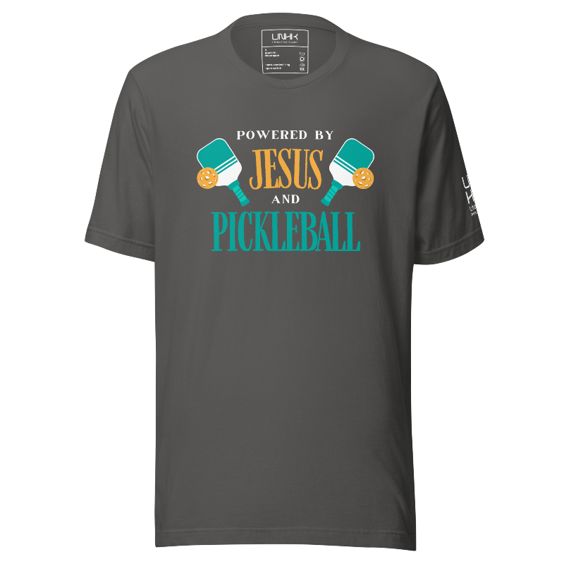 Powered by Jesus and Pickleball T-Shirt | Gray