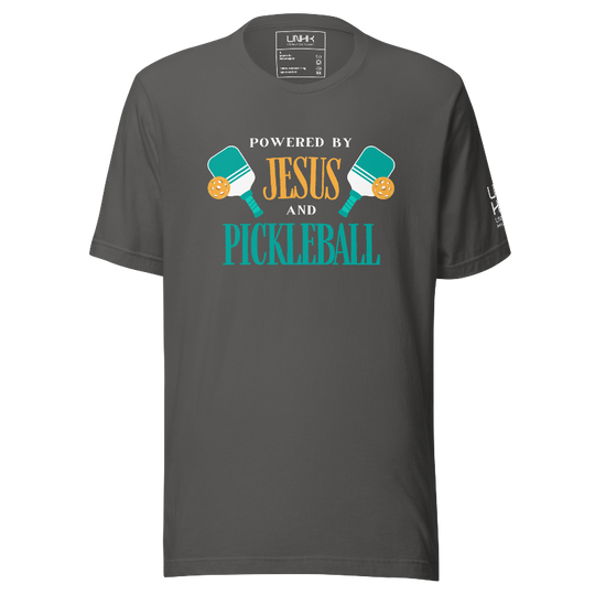 Powered by Jesus and Pickleball T-Shirt | Gray