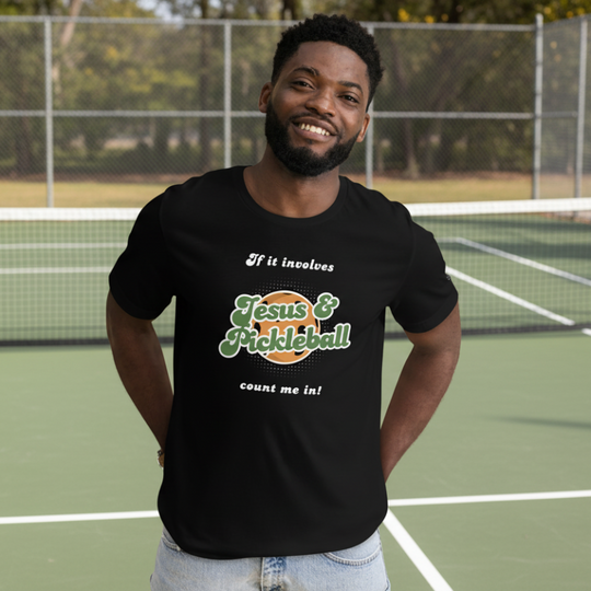 Jesus and Pickleball Men's T-Shirt | Black