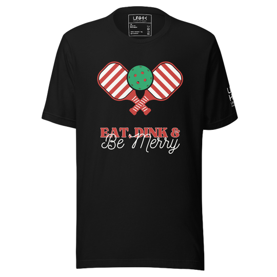 Eat Dink and Be Merry Cotton Pickleball Tee | Black