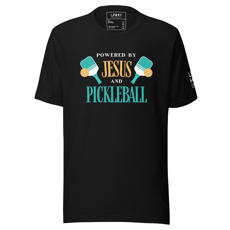 Powered by Jesus and Pickleball T-Shirt | Black