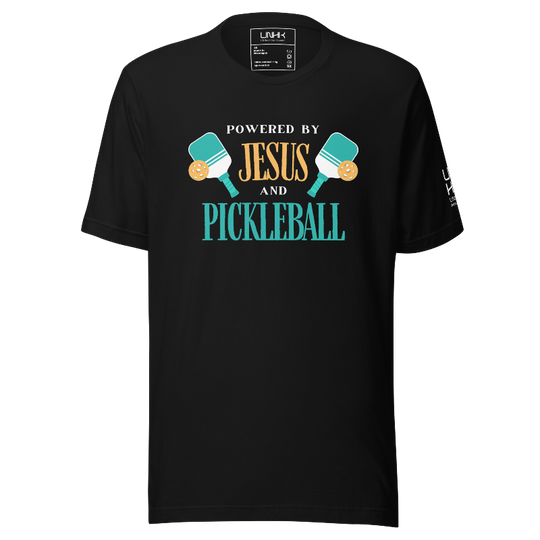 Powered by Jesus and Pickleball T-Shirt | Black