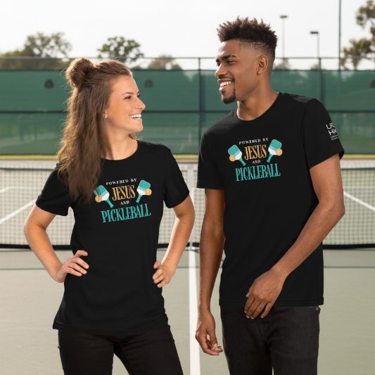 Powered by Jesus and Pickleball T-Shirt | Black