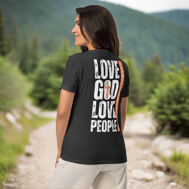 Love God Love People Women's Relaxed V-Neck T-Shirt