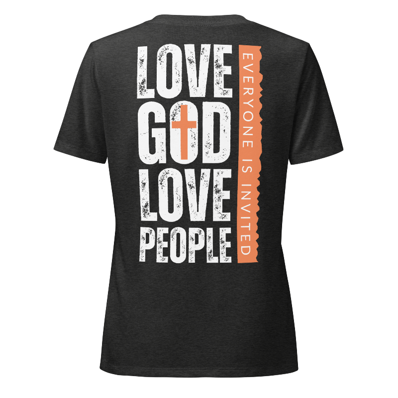 Love God Love People Women's Relaxed V-Neck T-Shirt | Gray