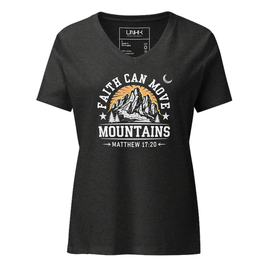 Faith Can Move Mountains Women's Relaxed V-Neck T-Shirt