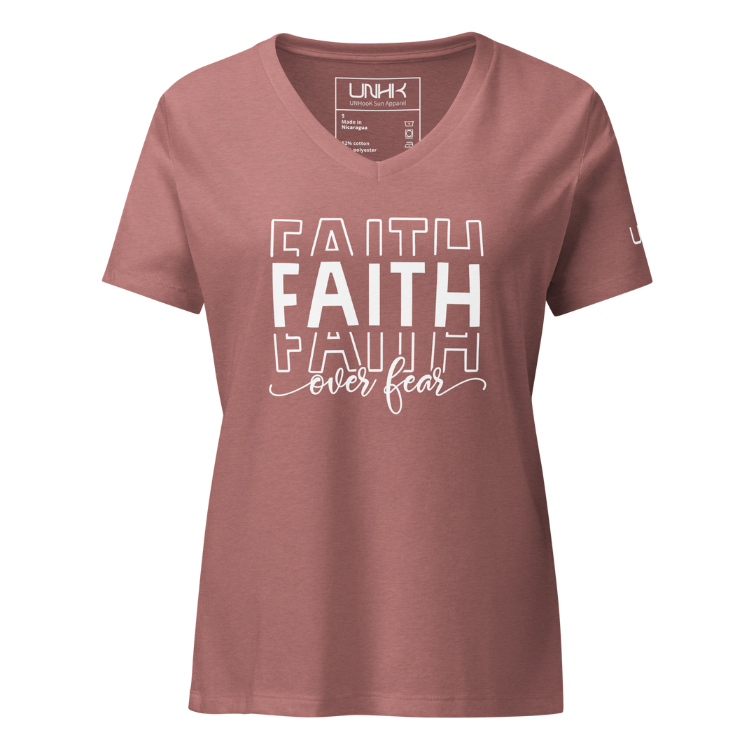 Faith Over Fear Women's Relaxed V-neck T-shirt