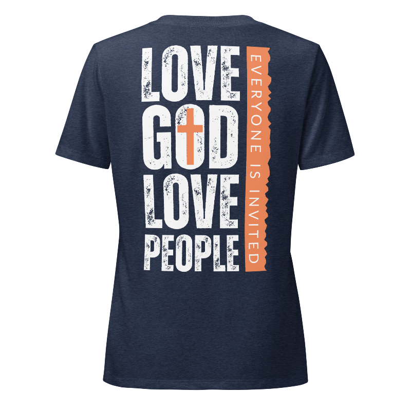 Love God Love People Women's Relaxed V-Neck T-Shirt | Navy