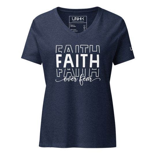 Faith Over Fear Women's Relaxed V-neck T-shirt