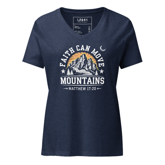 Faith Can Move Mountains Women's Relaxed V-Neck T-Shirt