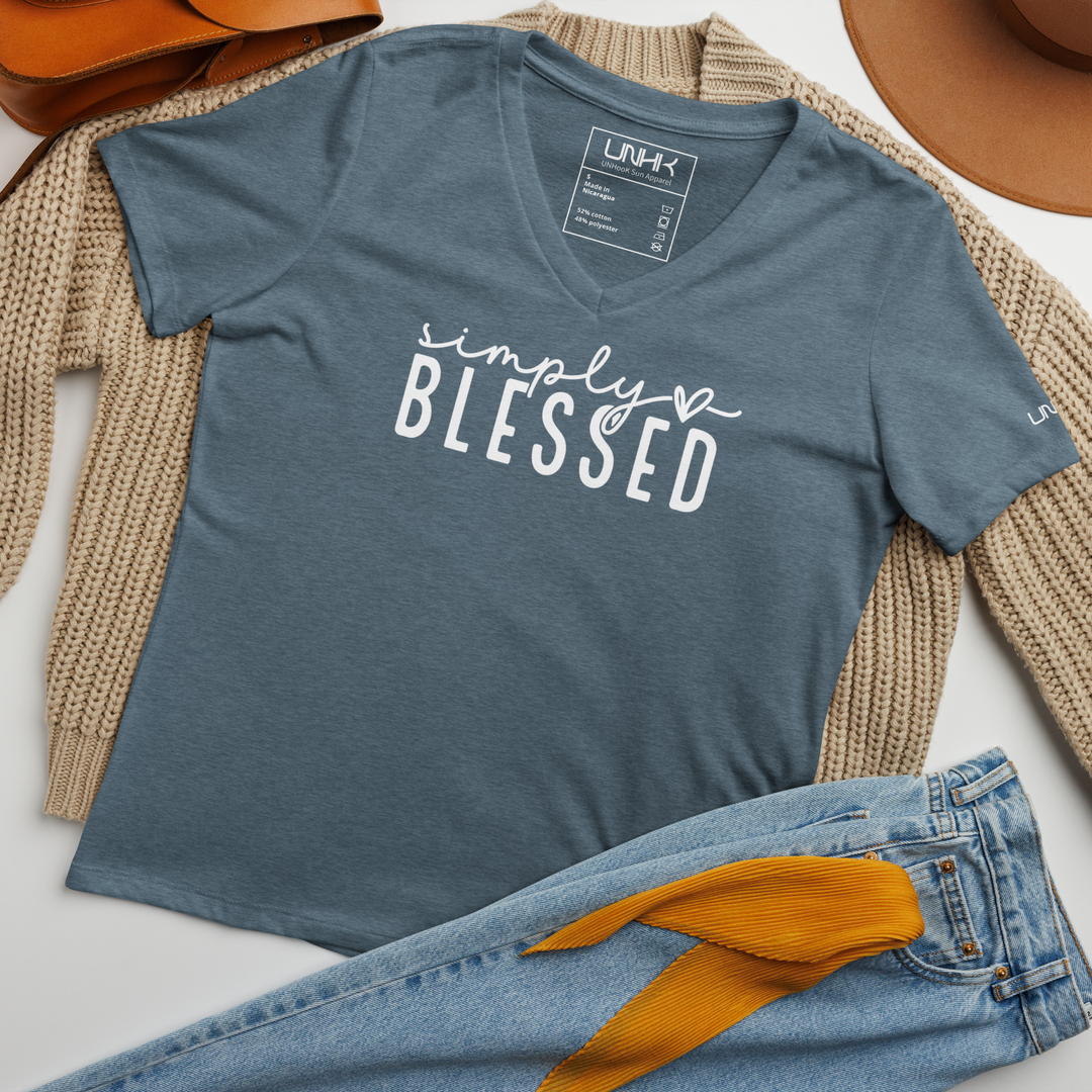 Simply Blessed Womens Relaxed V-neck T-shirt