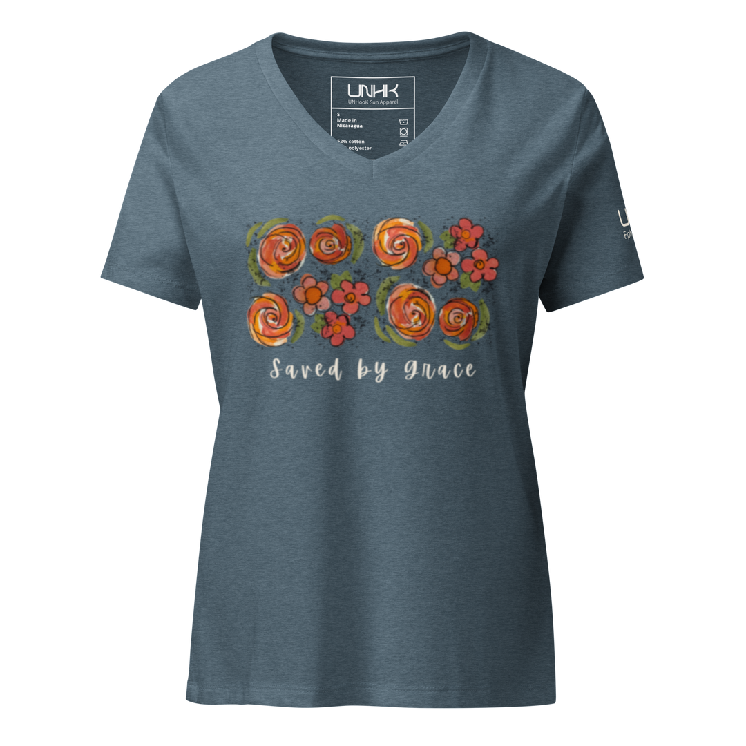 Saved by Grace Women’s Relaxed V-neck T-shirt