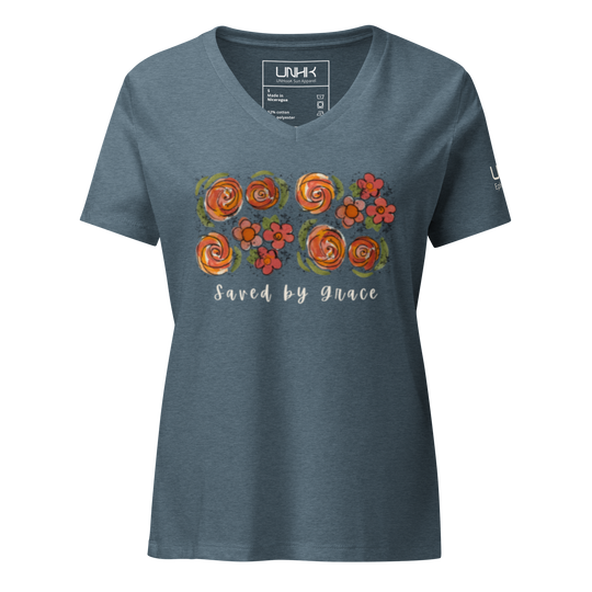 Saved by Grace Women’s Relaxed V-neck T-shirt