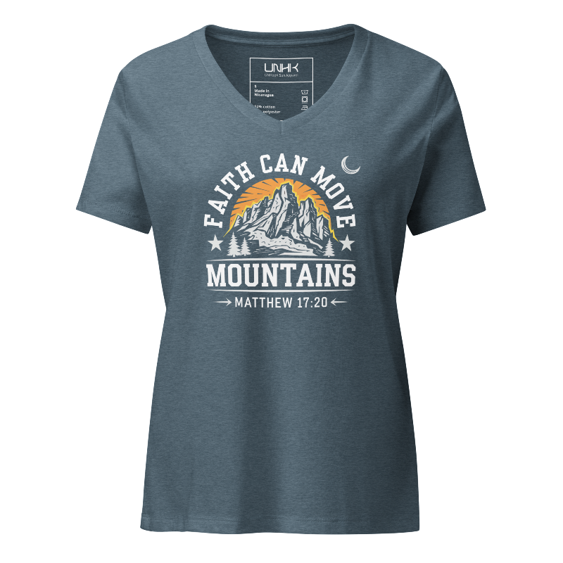 Faith Can Move Mountains Women's Relaxed V-Neck T-Shirt