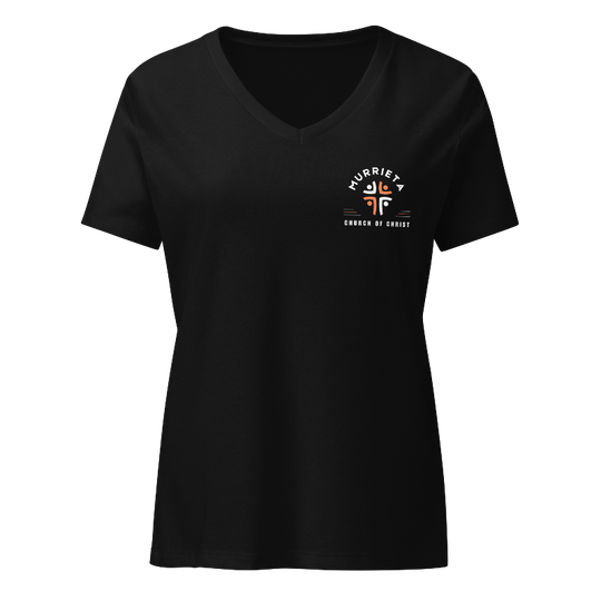 Love God Love People Women's Relaxed V-Neck T-Shirt | Black